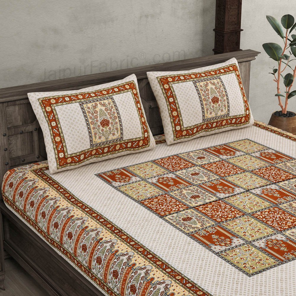 The Rich Legacy Brown Cotton Double Bedsheet