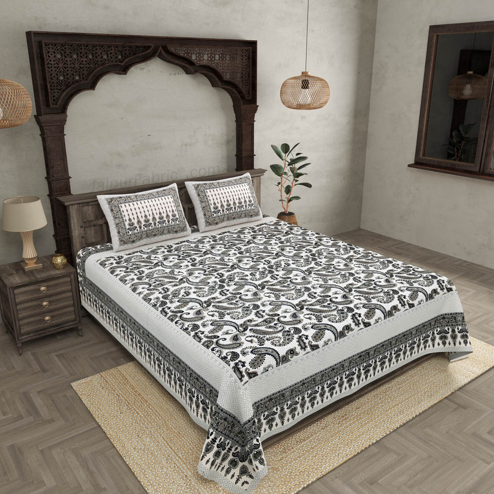 Forever Loved Grey Cotton Double Bedsheet