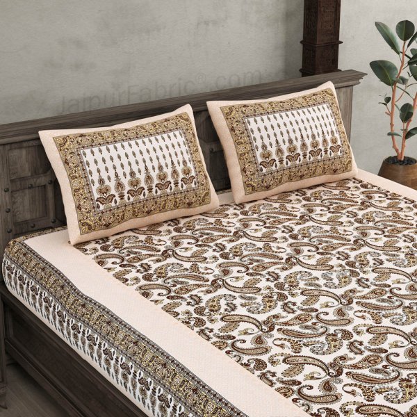 Forever Loved Brown Cotton Double Bedsheet