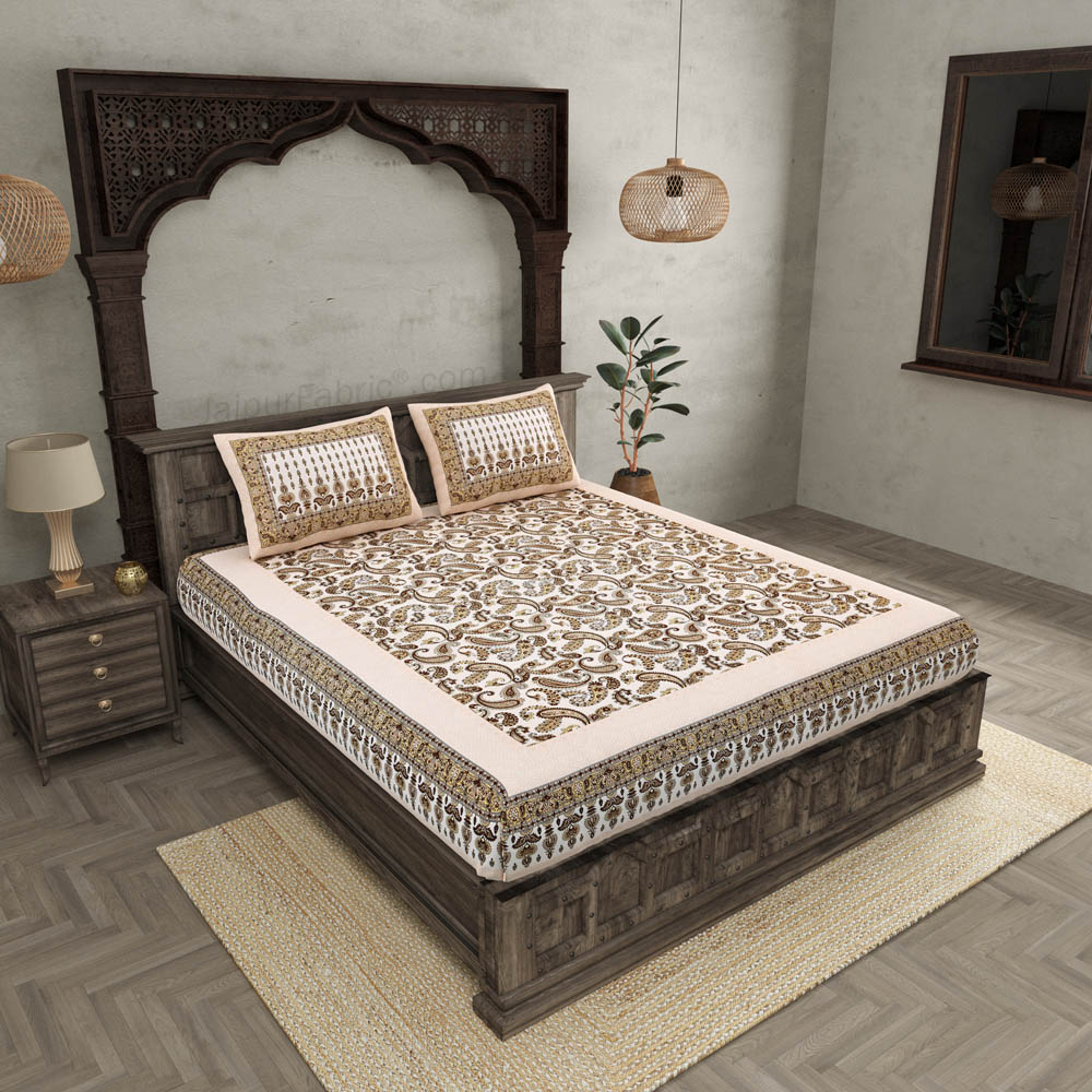 Forever Loved Brown Cotton Double Bedsheet