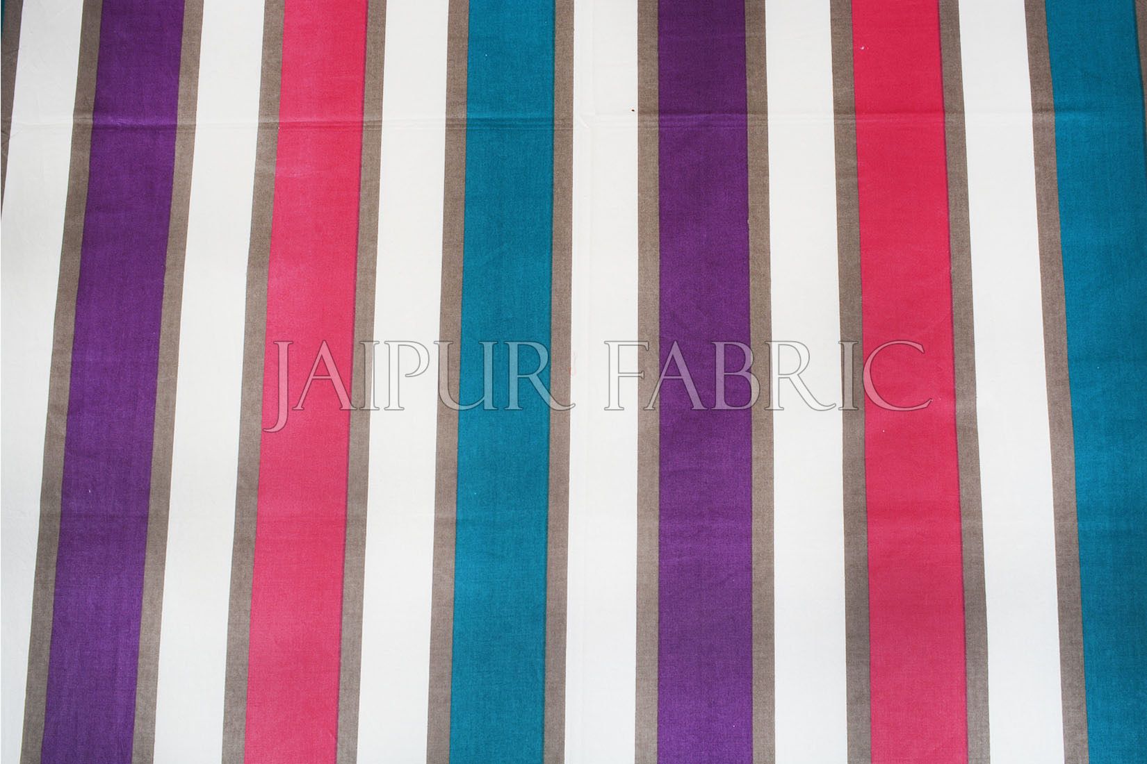 Pink and Purple Vertical Striped Cotton Double Bed Sheet