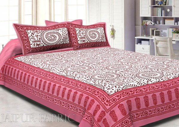 Animal Print Pink Cotton Double Bed Sheet