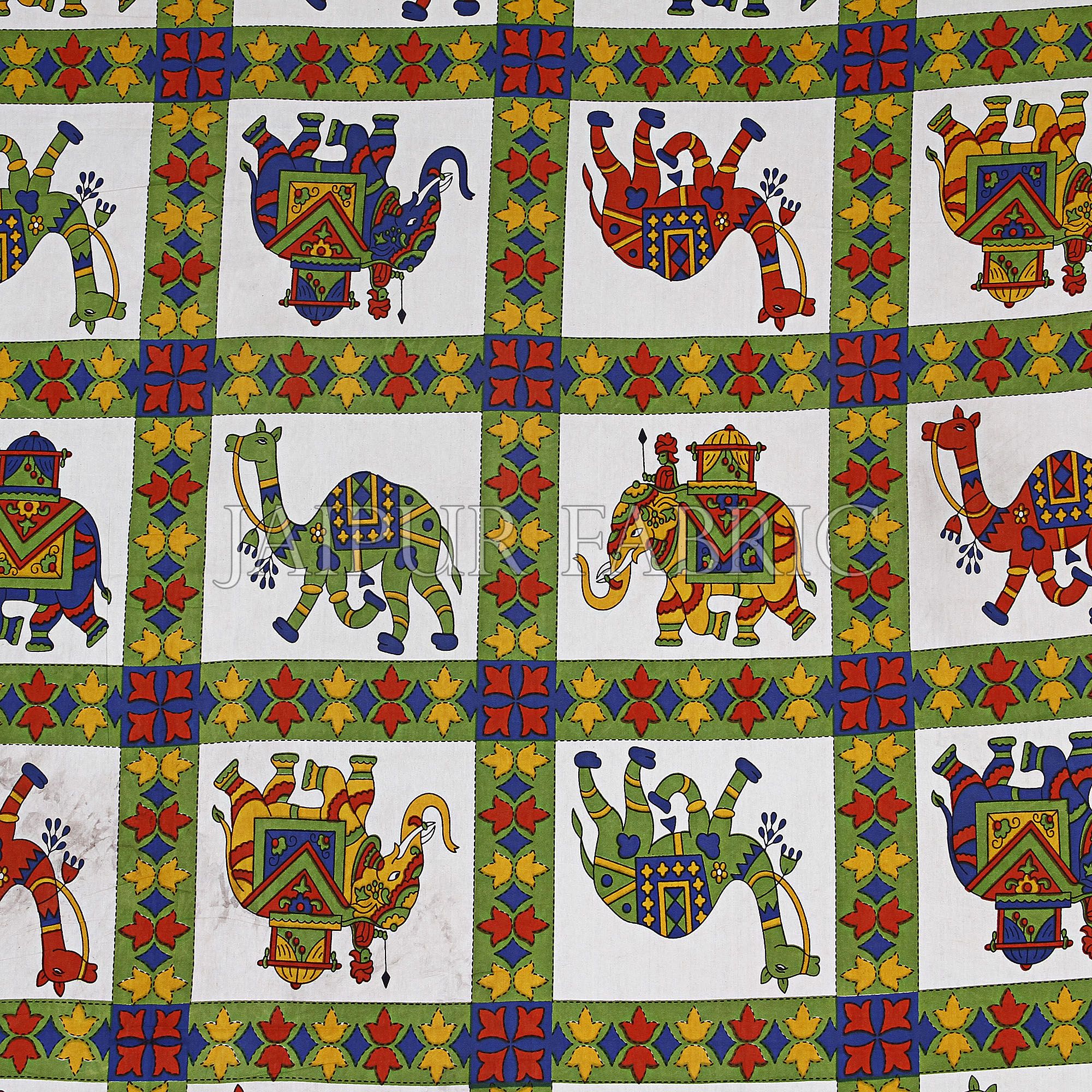 Orange Border Rajasthani Pattern Printed Cotton Double Bed Sheet