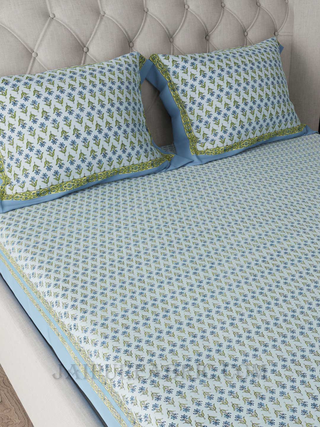 Blue Foil Pure Cotton Double Bedsheet