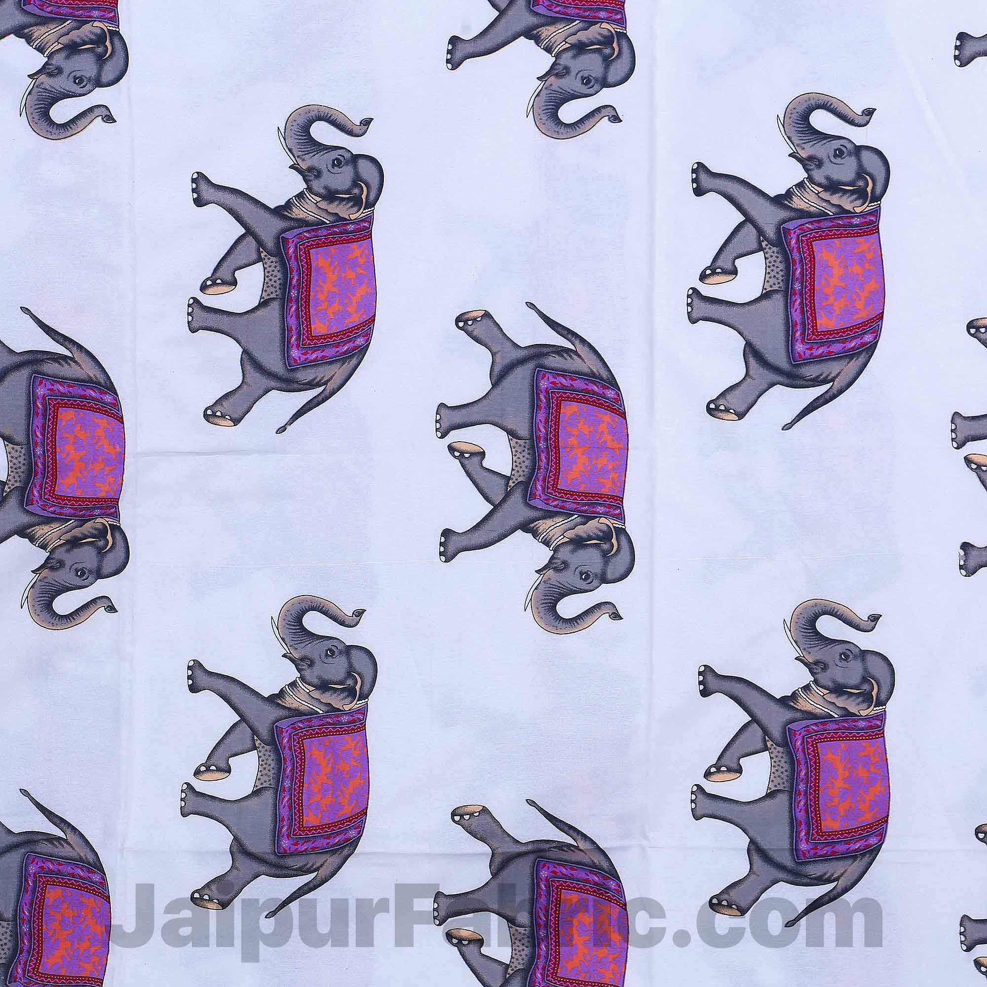 Pure Cotton Elephant Print Reversible Double Bed Blanket/ Duvet/Quilt/AC Dohar