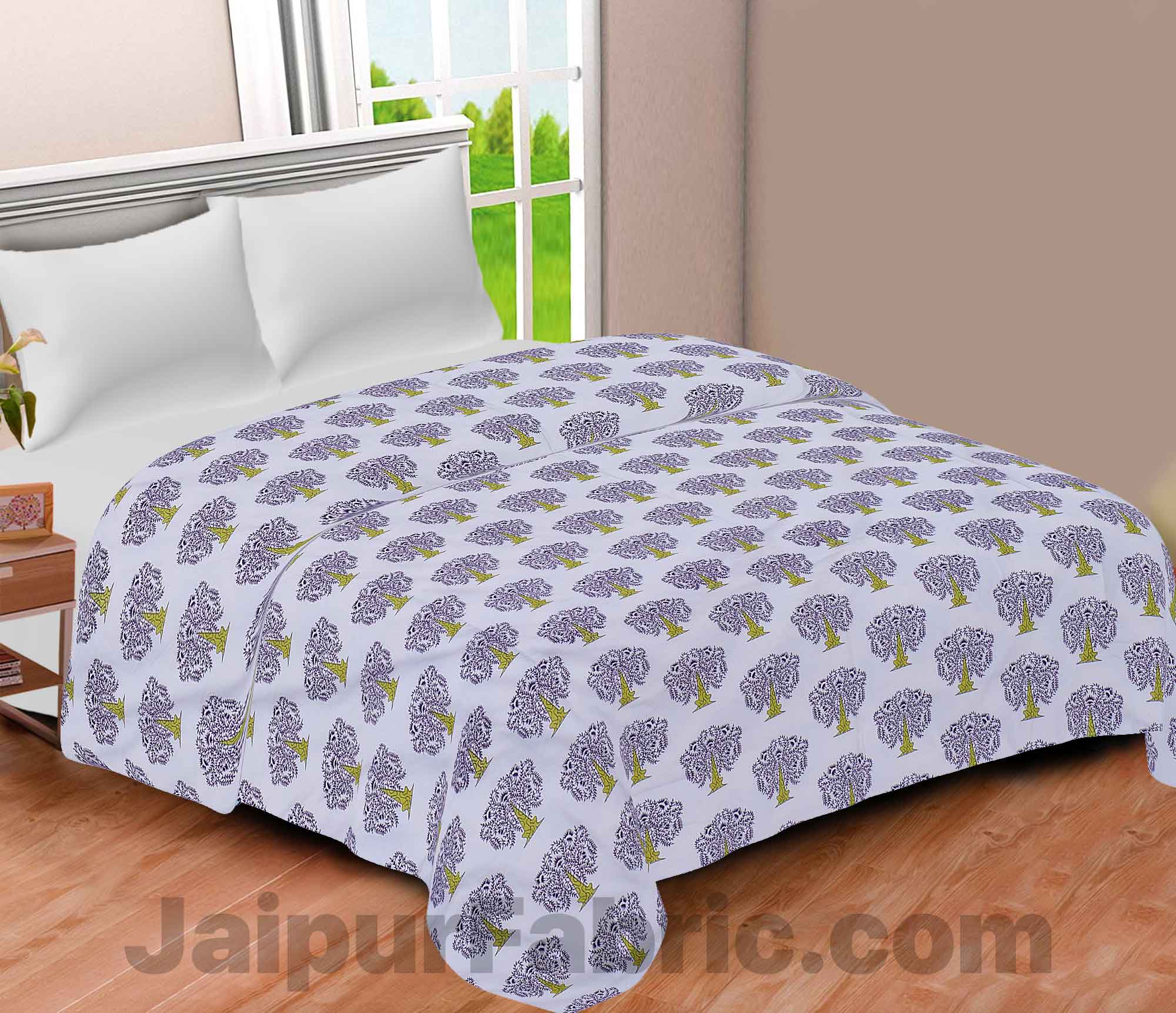Pure Cotton Bushes Reversible Double Bed Blanket/ Duvet/Quilt/AC Dohar
