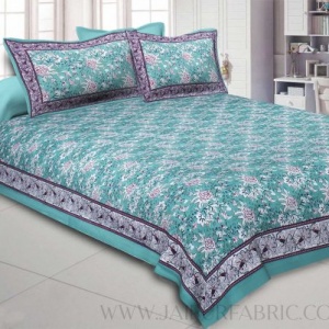 Green Floret Bed Double Bedsheet