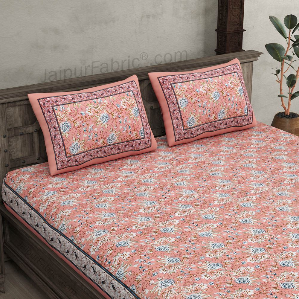Pink Floret Bed Double Bedsheet