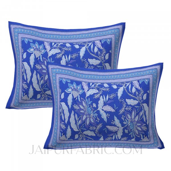 Ferns Petals Blue Double Bedsheet