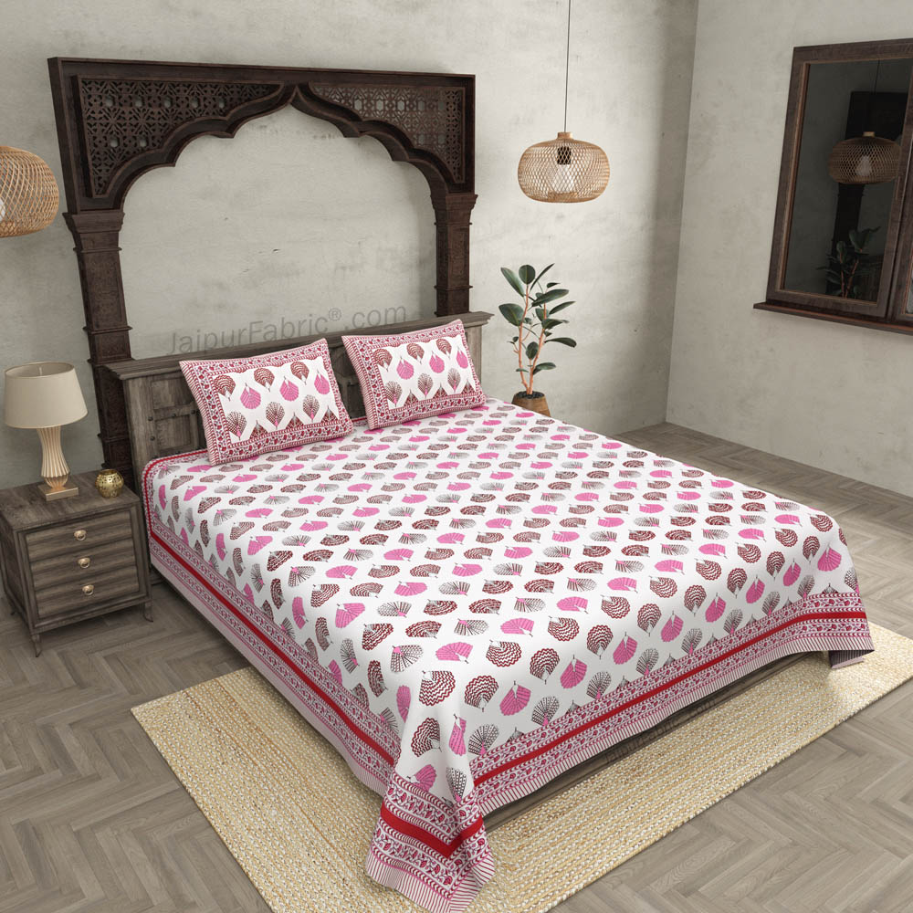 Morr Pankh Pink Double Bedsheet
