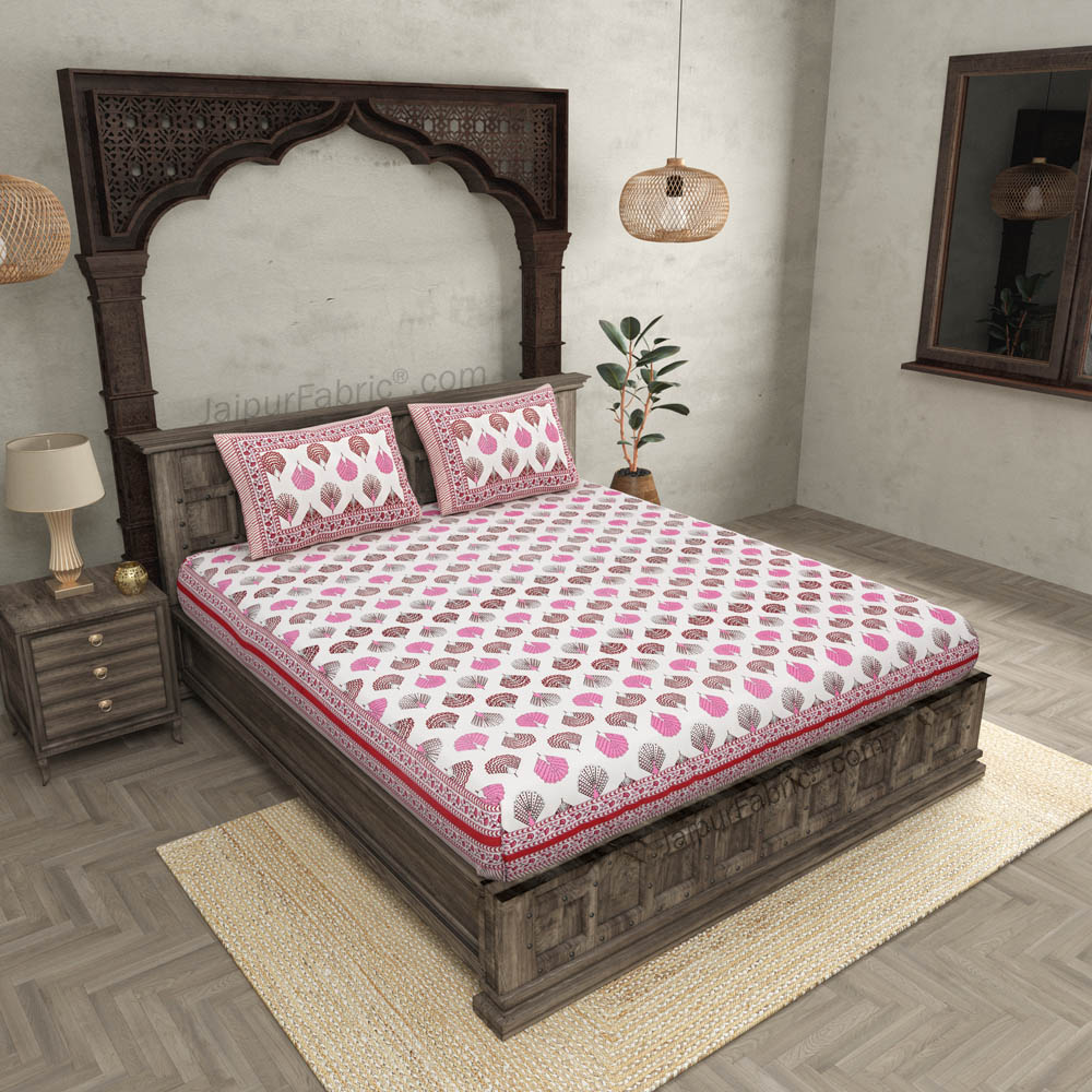 Morr Pankh Pink Double Bedsheet