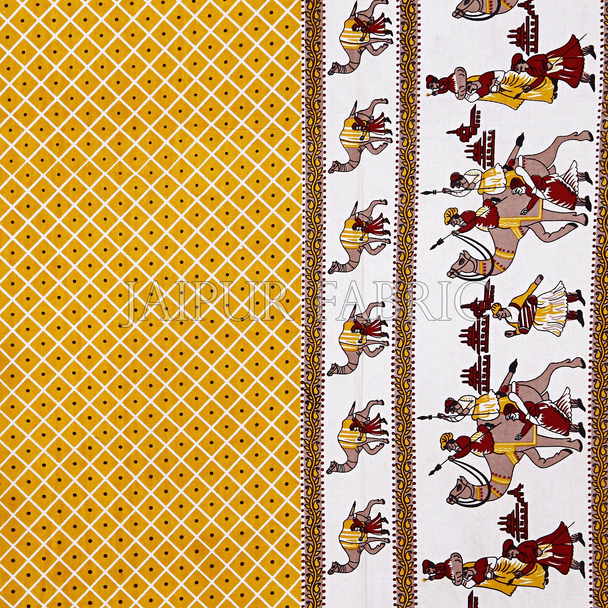 Yellow Border Fat Wedding Print Cotton Double Bed Sheet