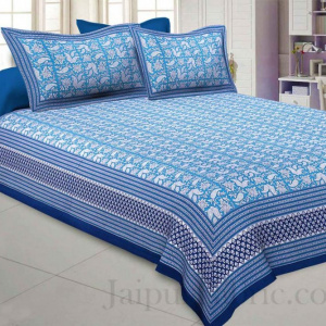 Floret Kingdom Blue Double Bedsheet