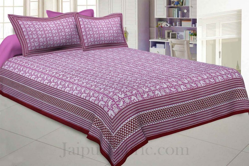 Floret Kingdom Pink Double Bedsheet