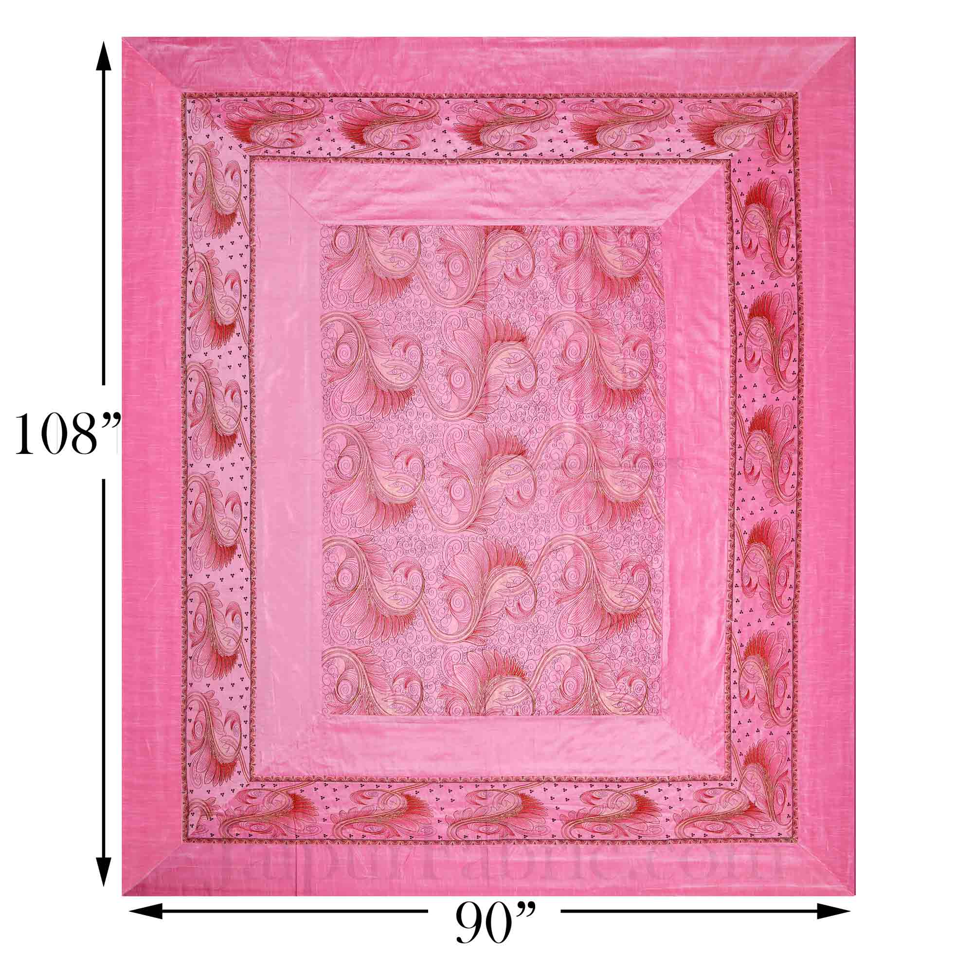 Silk Bed Sheet  Pink Color With Lace Work Superfine bed cover
