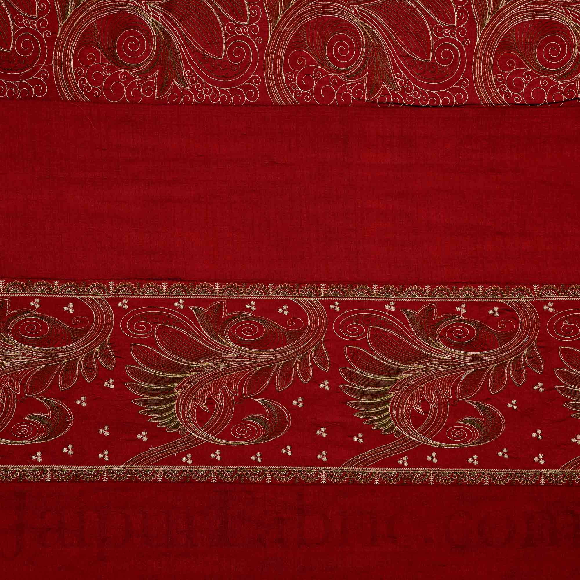 Silk Bed Sheet  Maroon Color With Lace Work Superfine bed cover