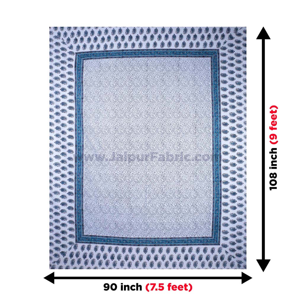 The Blue Opulence Hand Block Print Double Bedsheet