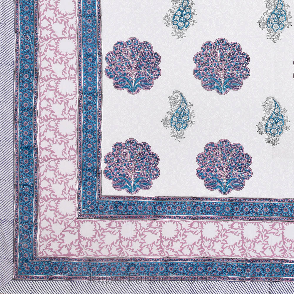 Marvelous Mughal Hand Block Print Double Bedsheet