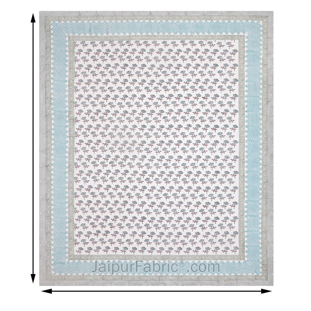 Dotted Flowers Hand Block Print Double Bedsheet