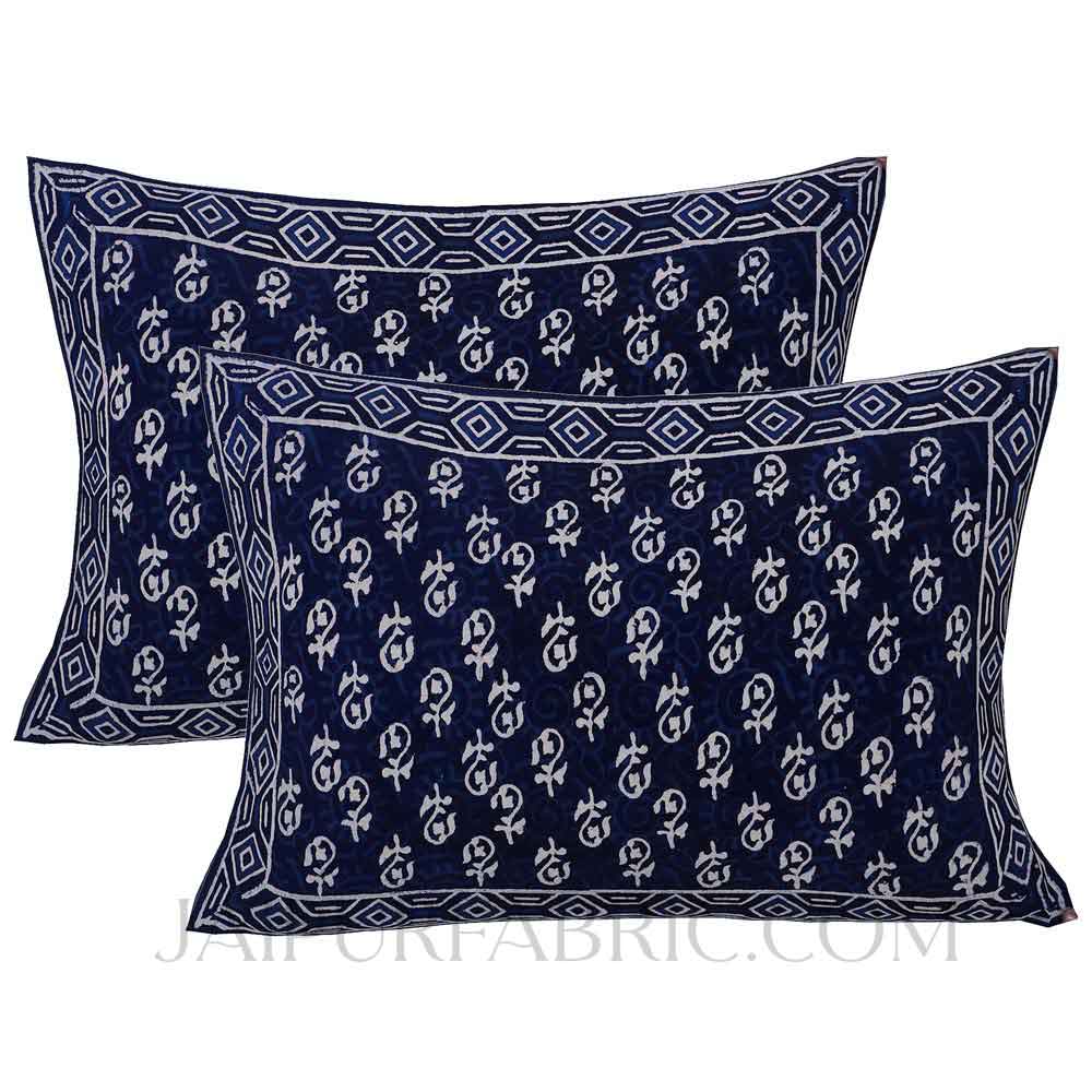 Natural Dye Navy Blue Dabu Print Double Bedsheet