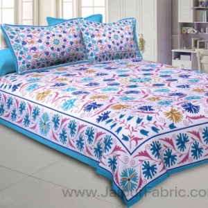 Blue Festive Vibes Double Bedsheet