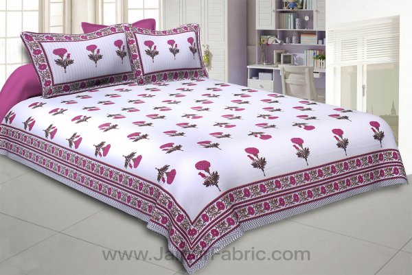 Pink Mystic Marigold Double Bedsheet