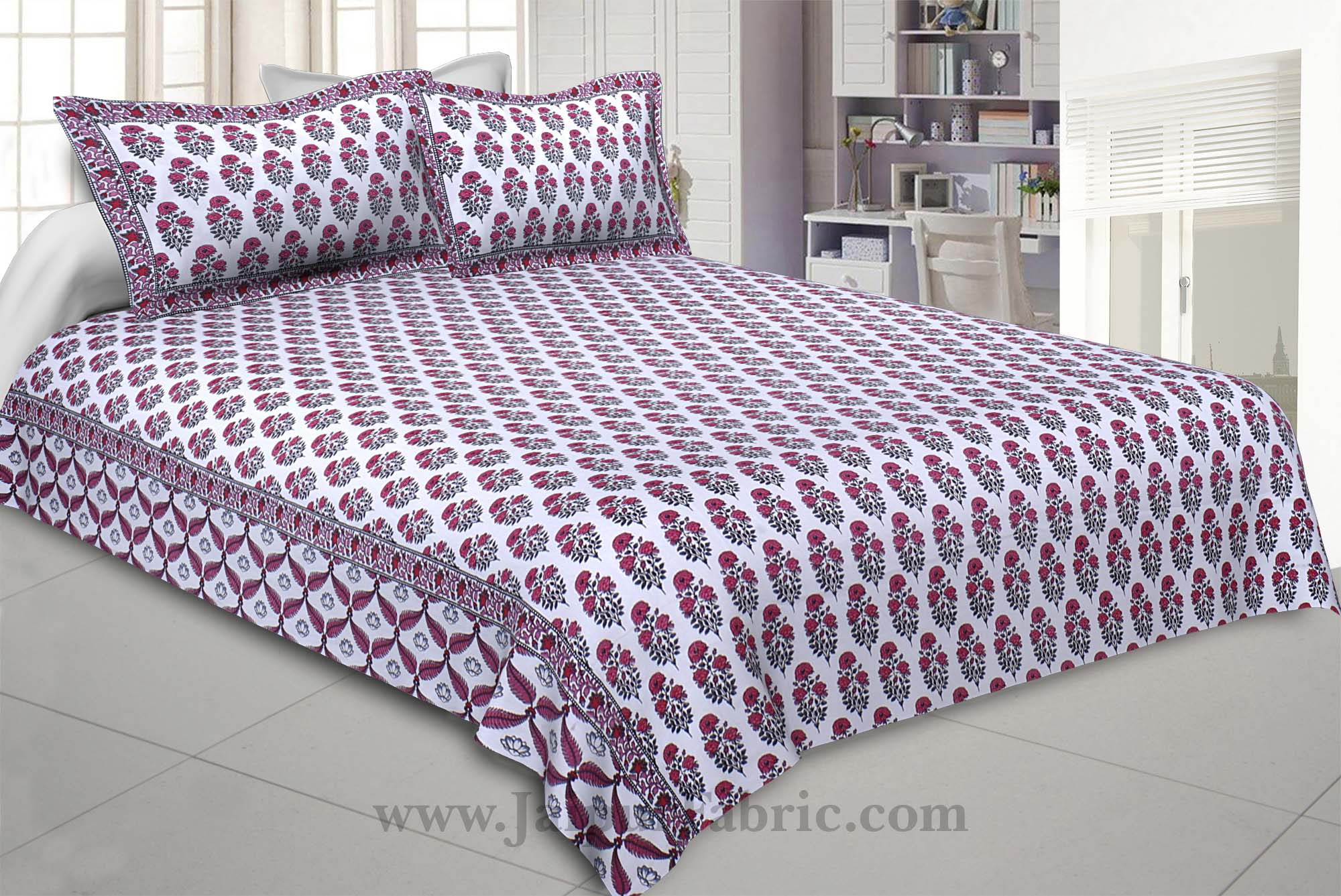Pink Floral Corsage Double Bedsheet