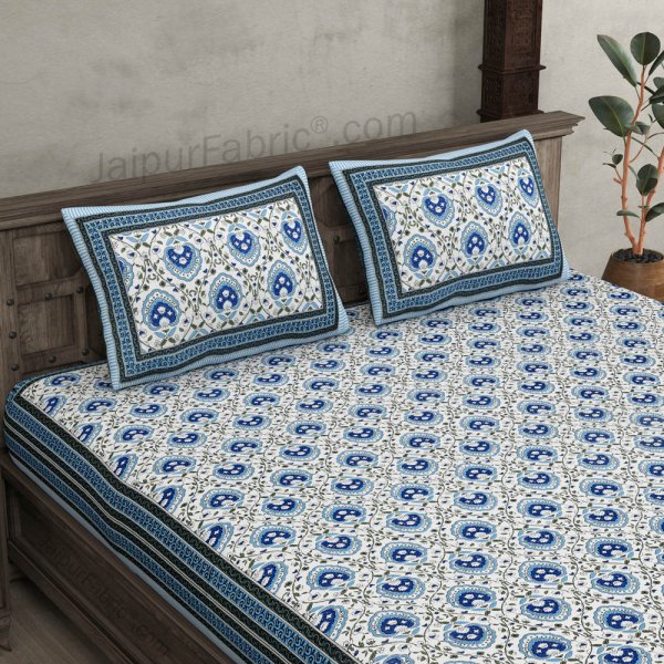 Blue Floral Corsage Double Bedsheet