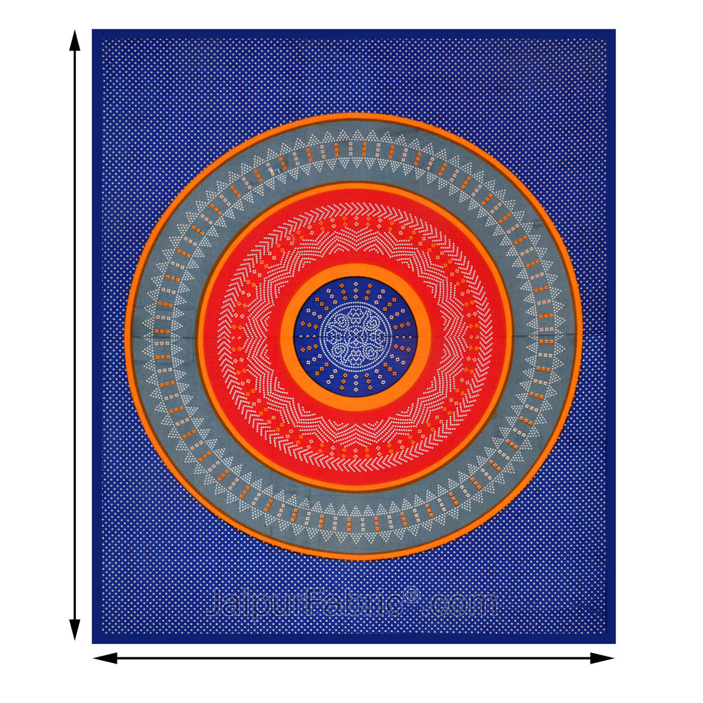Double Bedsheet Blue With Round Shape Bandhej Print