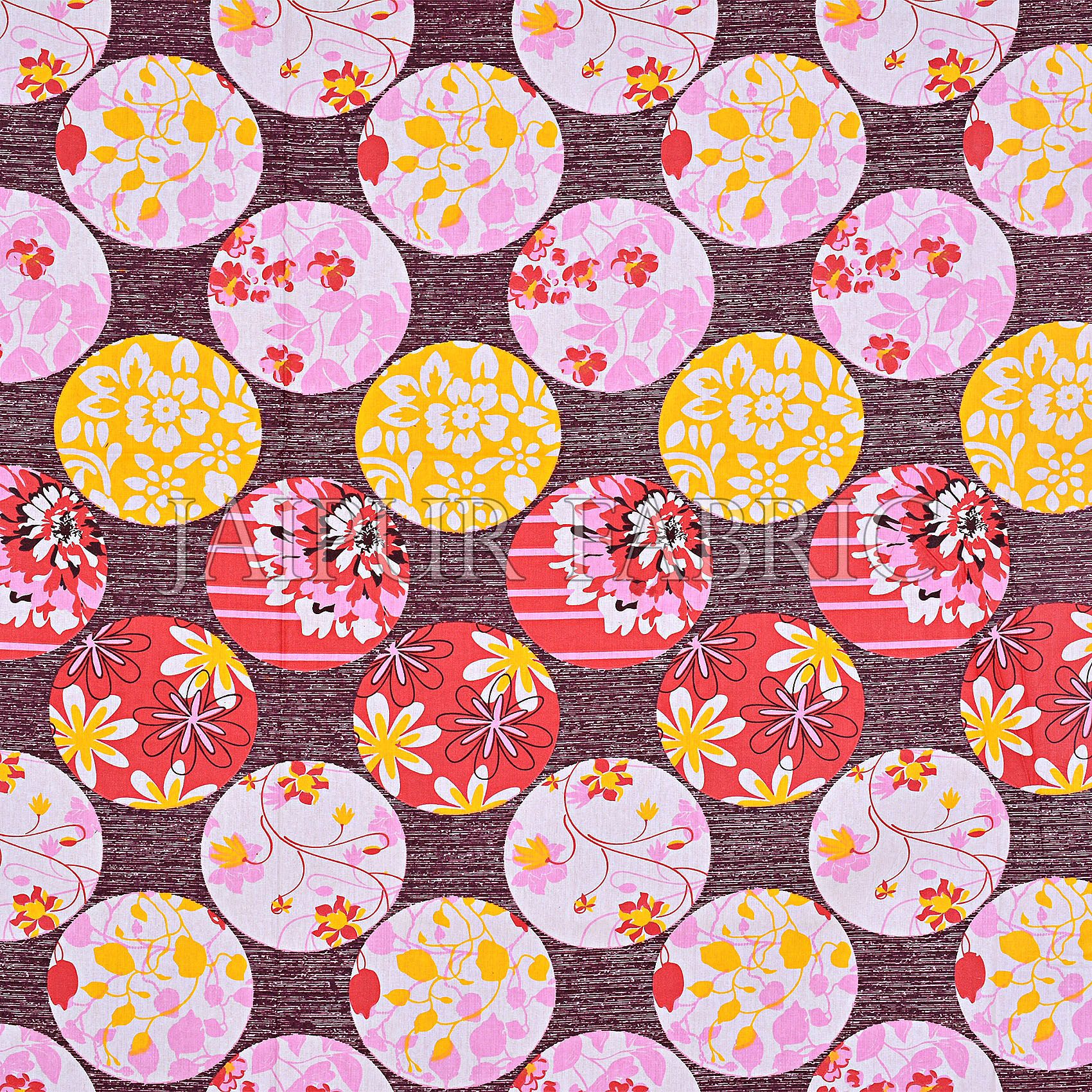 Rose Beige Circle Polka Dot Pattern Cotton Double Bed Sheet