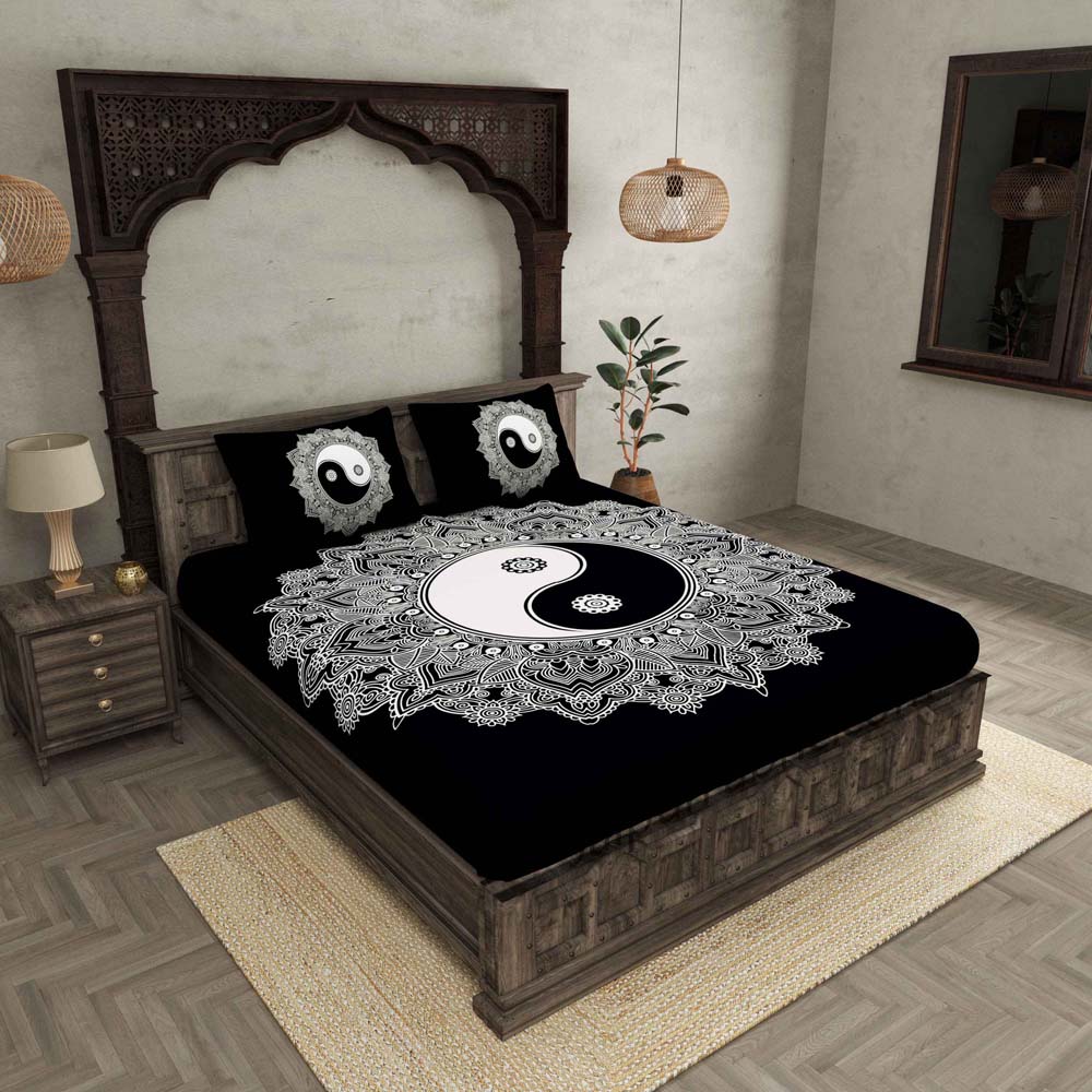 Doordarshan Print Black & White Bedsheet
