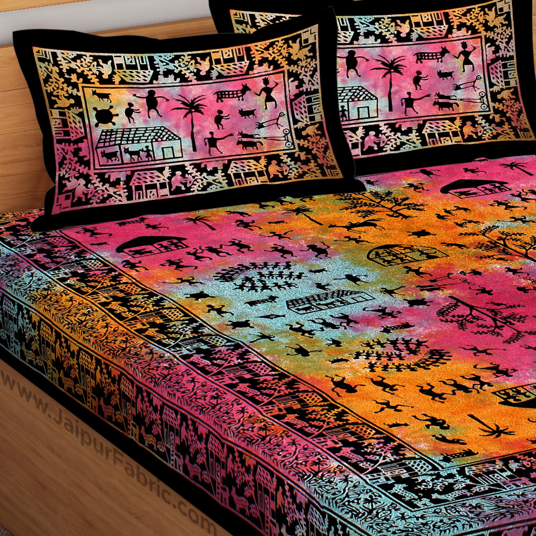 Tie And Dye Rural Pattern Super Fine Cotton Double Bed Sheet