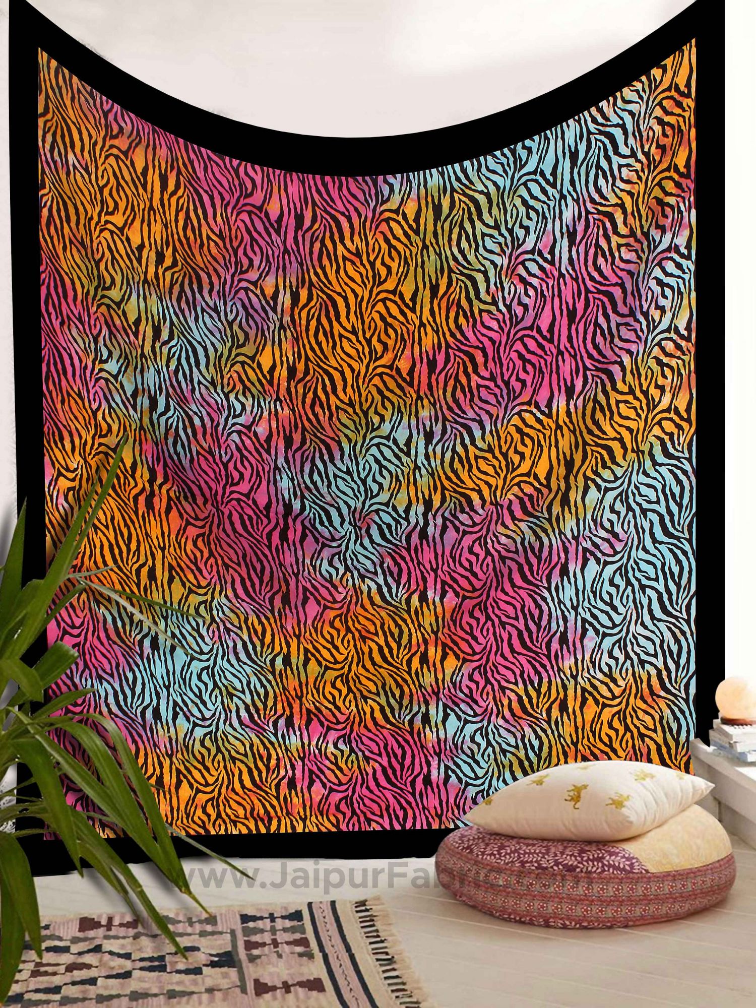 Tie And Dye Zebra Print Fine Cotton Double Bed sheet