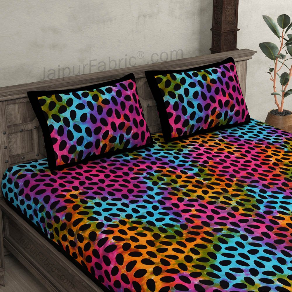 Tie And Dye Cow Print Black &amp; White Bedsheet