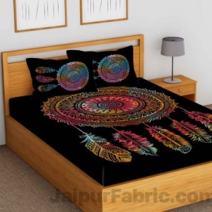 Tie Dye Dream Catcher Bedsheet with 2 Pillow Covers cum Tapestry