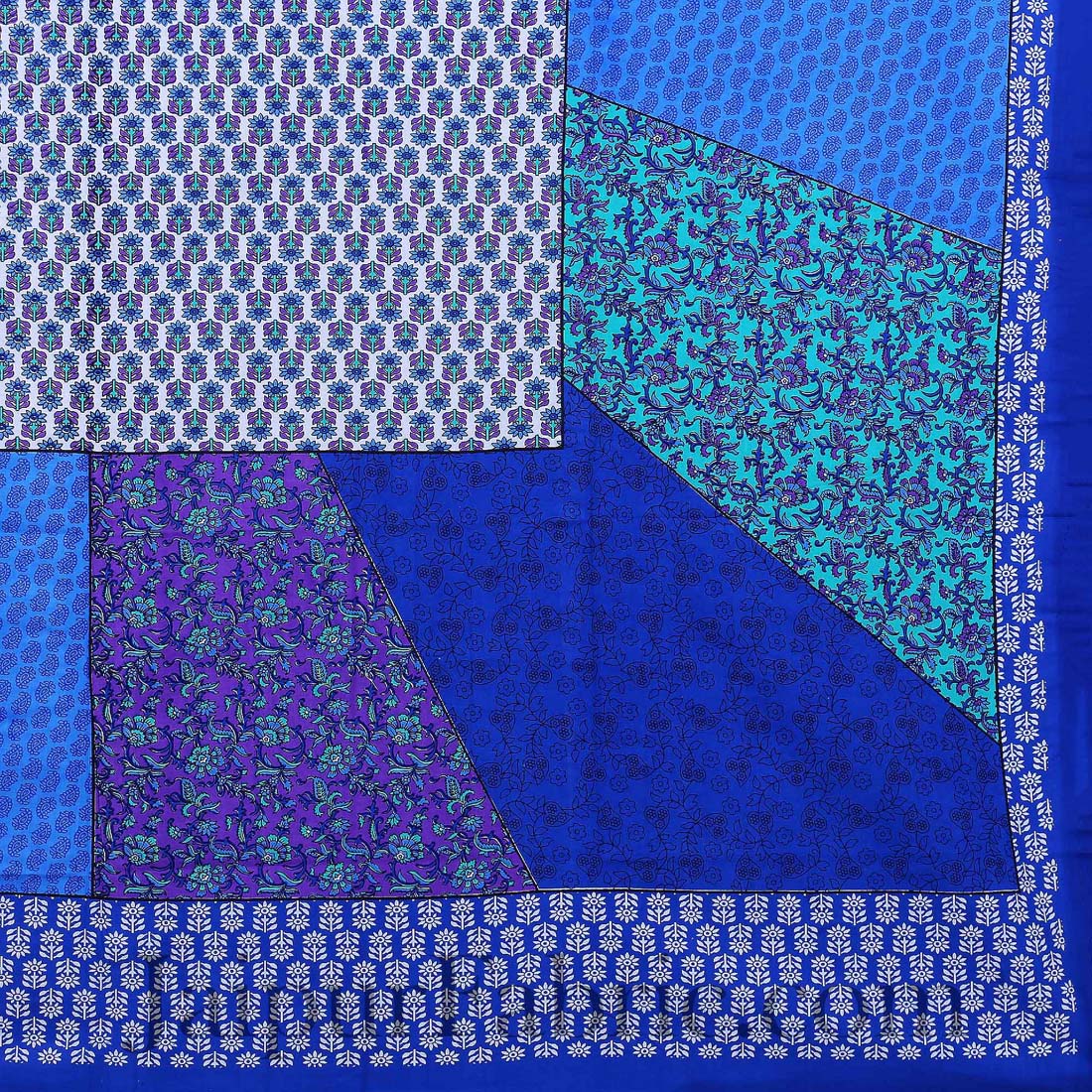 Festive Blue Multi Color Stripe Printed Cotton Bedsheet