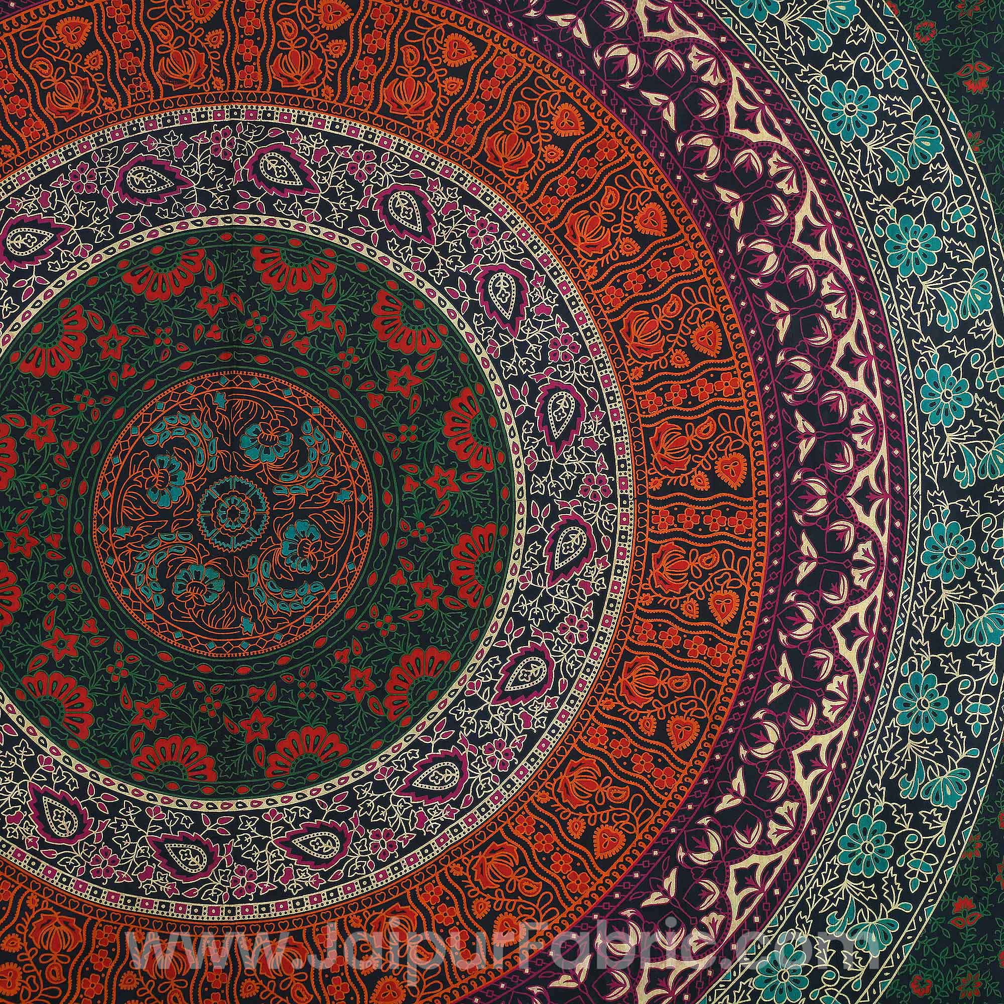 Green Double Bedsheet Indian Mandala Tapestry Hippy Tapestries Hippie Beach Throw