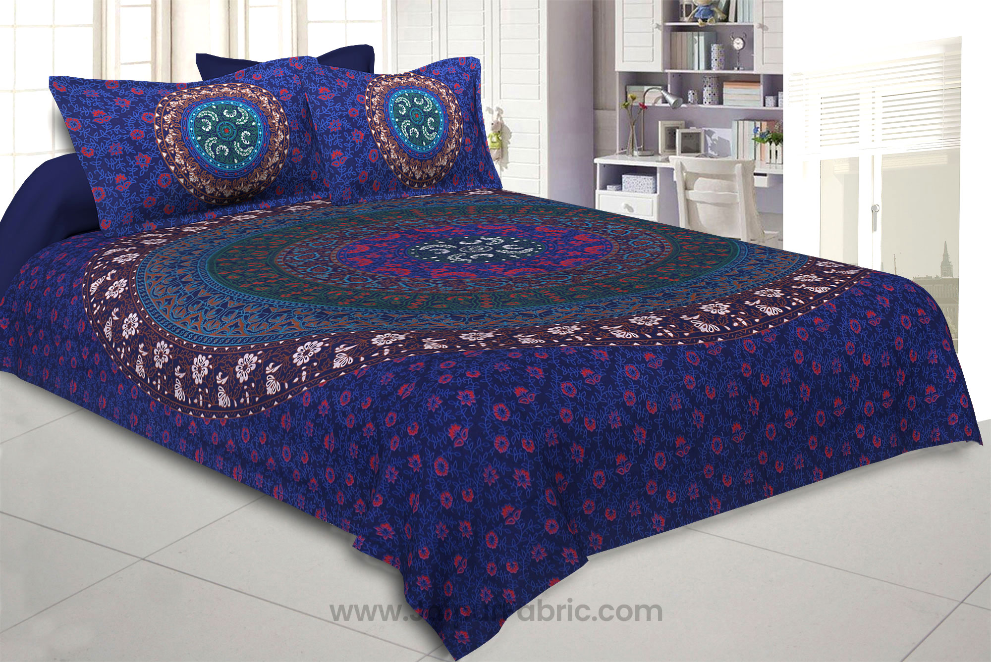 Blue Double Bedsheet Indian Mandala Tapestry Hippy Tapestries Hippie Beach Throw
