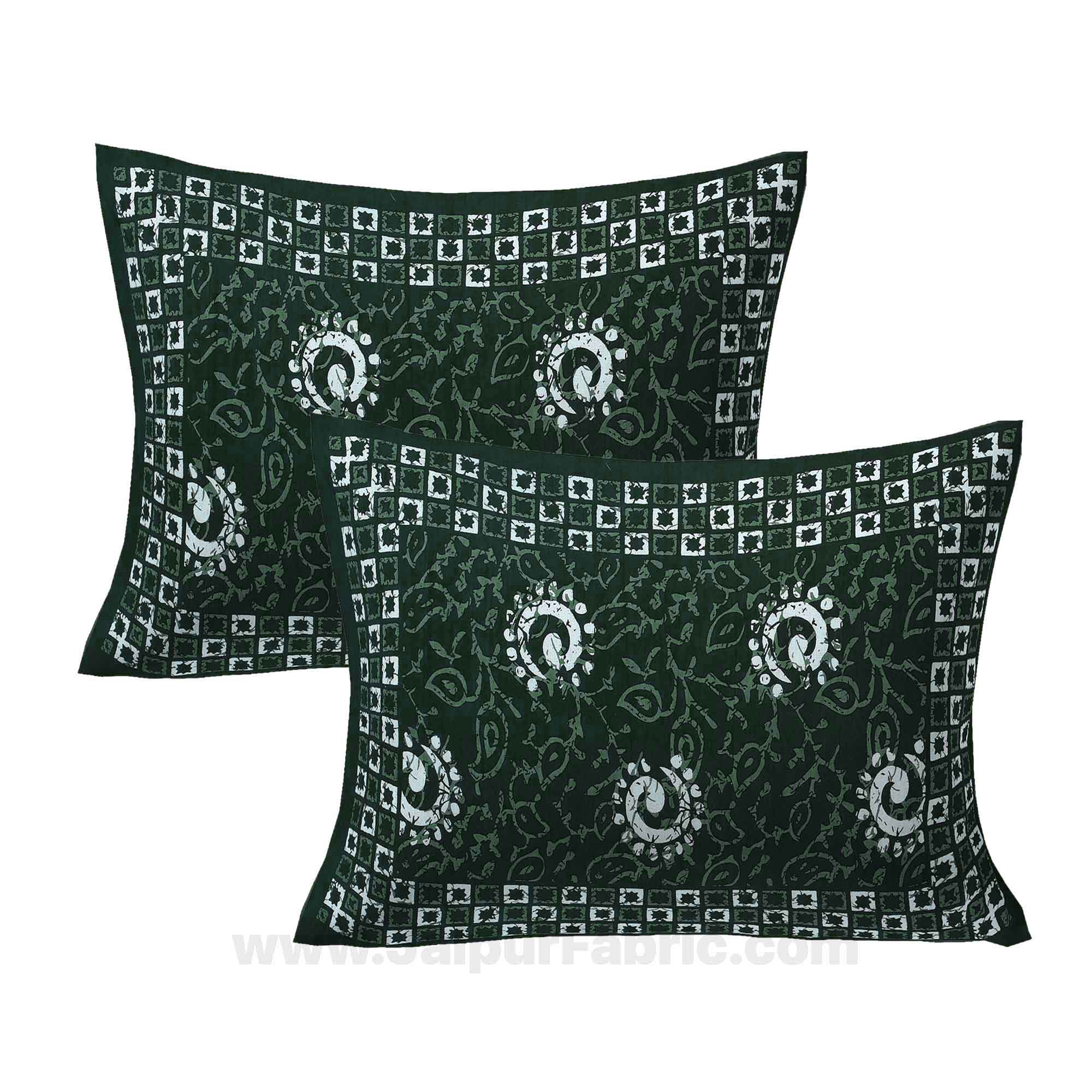 Green Rangoli Pure Cotton Jaipuri Dabu Print Bedsheet