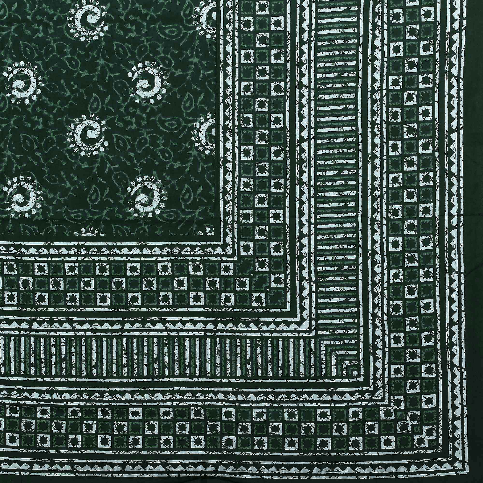 Green Rangoli Pure Cotton Jaipuri Dabu Print Bedsheet