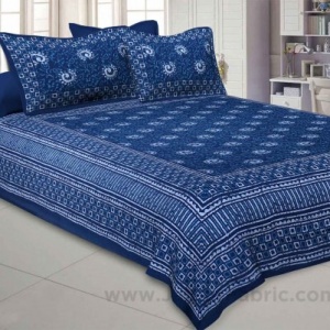 Royal Blue Rangoli Pure Cotton Jaipuri Dabu Print Bedsheet