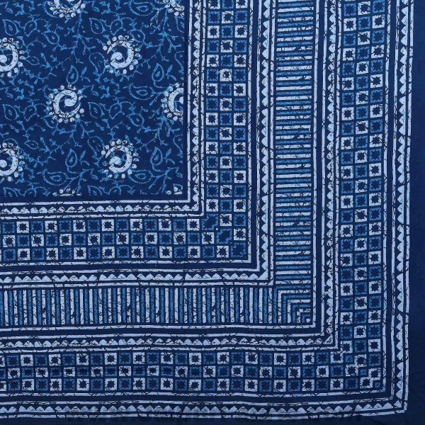 Royal Blue Rangoli Pure Cotton Jaipuri Dabu Print Bedsheet