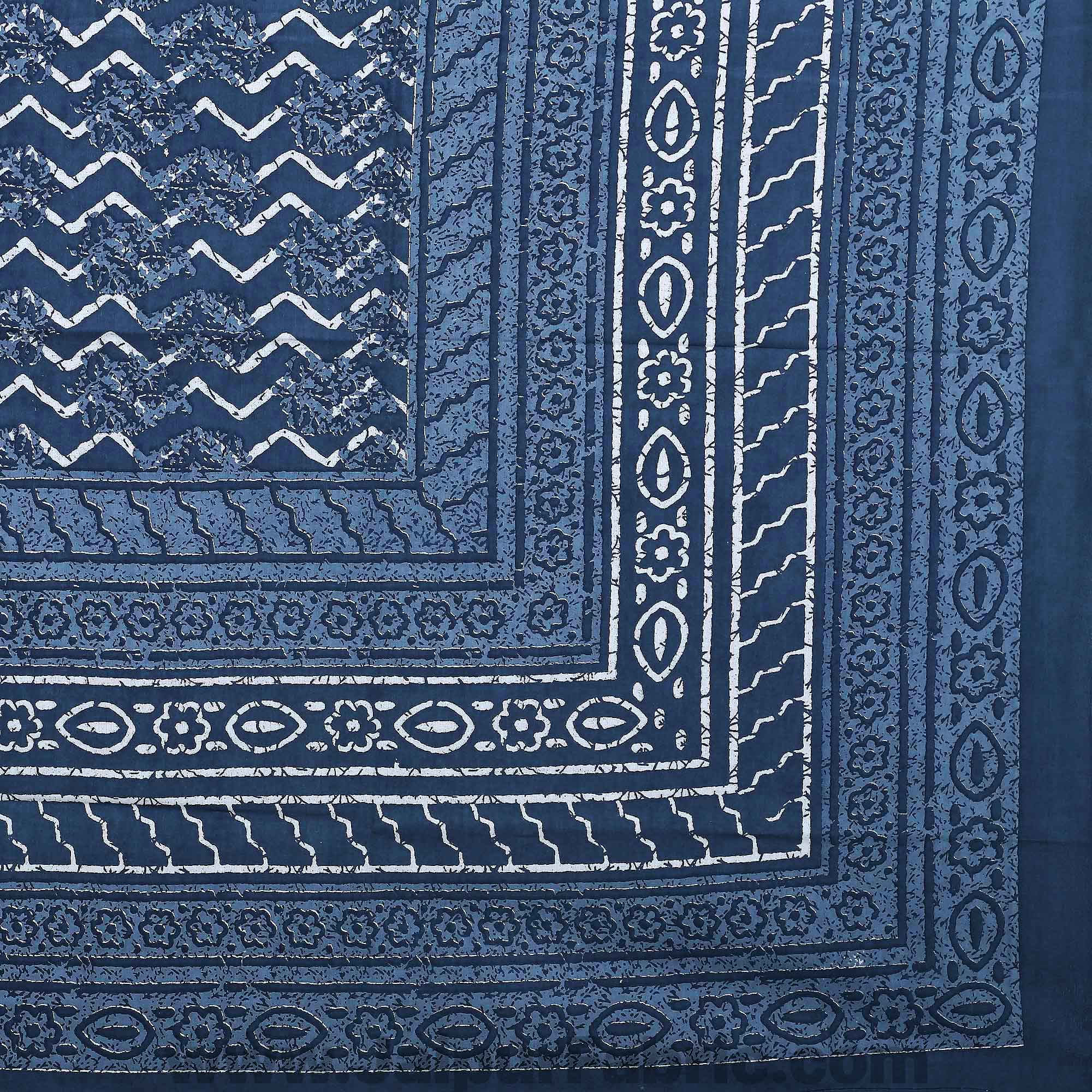 Dark Grey Zigzag  Pure Cotton Jaipuri Dabu Print Bedsheet