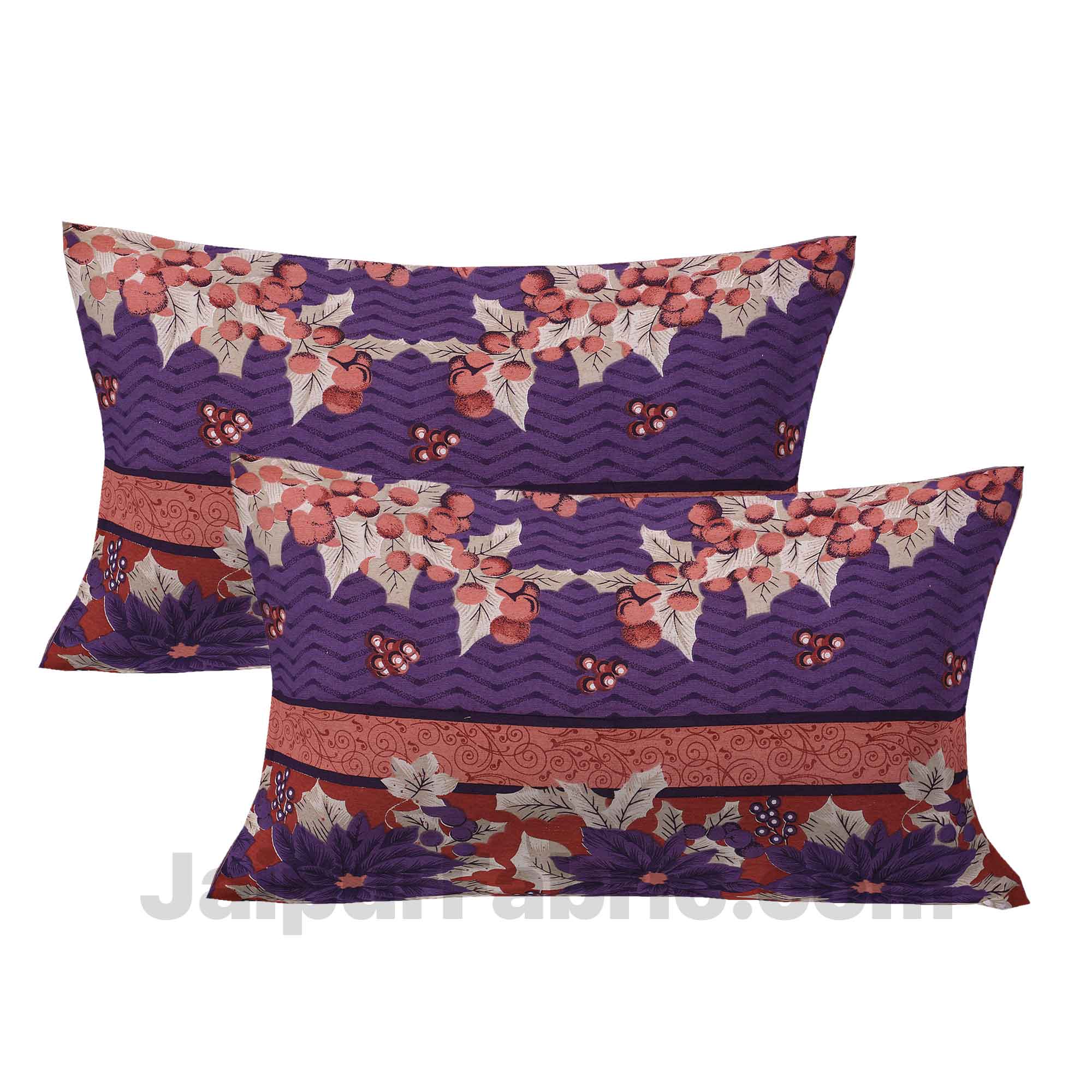 Pure Cotton Rusty and Purple Floral Jaipuri Procian Bedsheet