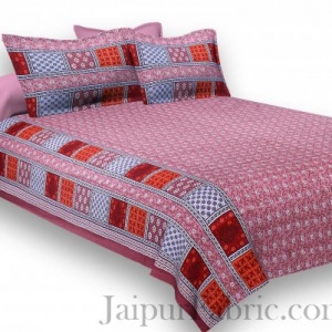 Pure Cotton Taffy Color Small Floral Jaipuri Procian Bedsheet