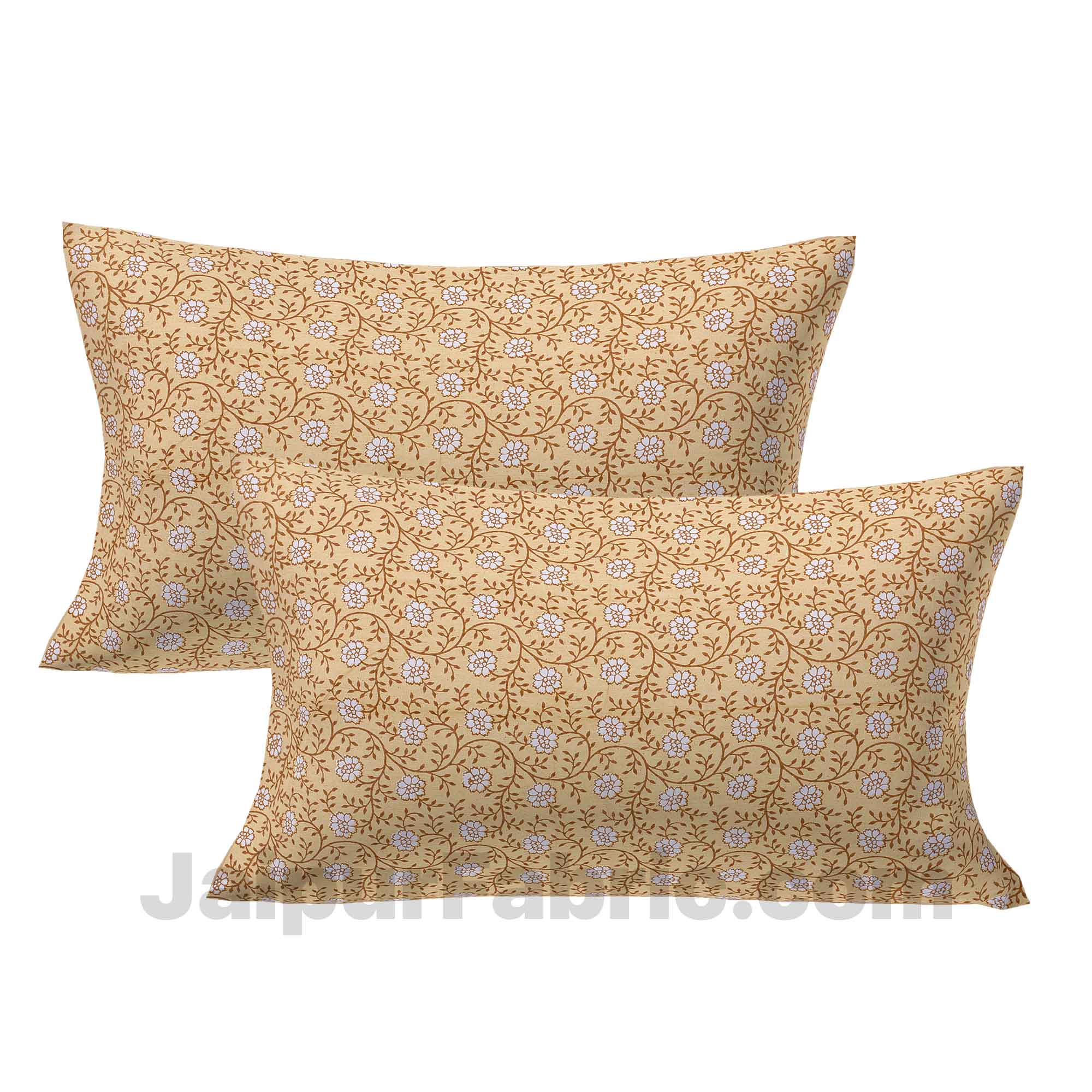 Pure Cotton Yellow Golden Color Small Floral Jaipuri Procian Bedsheet