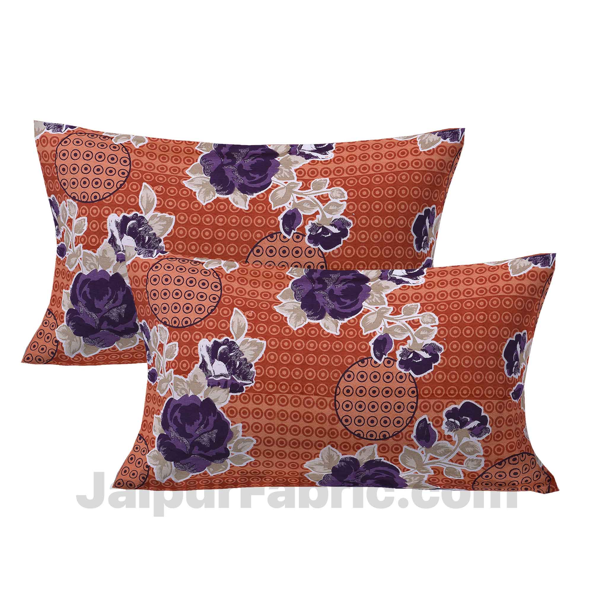 Pure Cotton Brown Base Purple Floral Jaipuri Procian Bedsheet