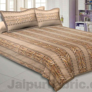 Brownish Maroon Lineal Style Kantha Thread Work Embroidery Double Bedsheet / Dohar / Light Blanket / Thin Comforter