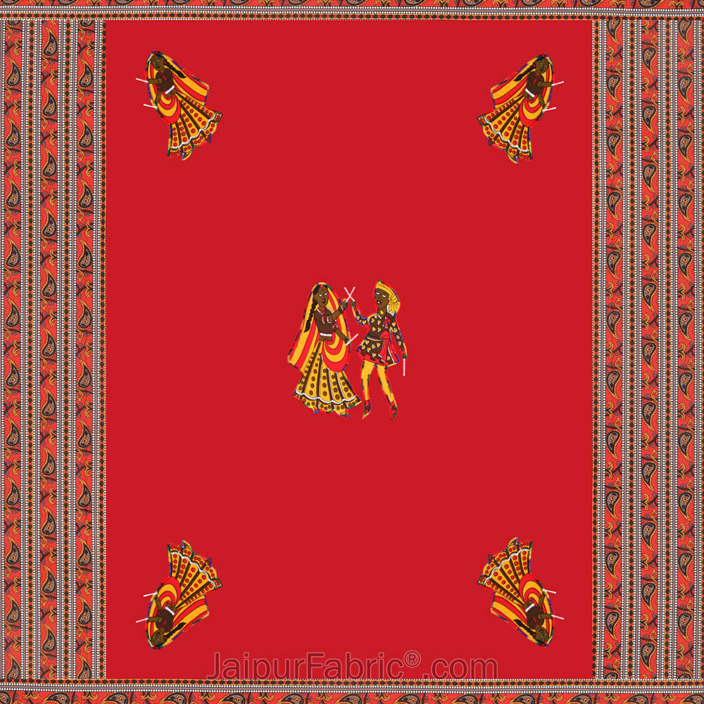 Applique Red Dandiya Jaipuri  Hand Made Embroidery Patch Work Double Bedsheet