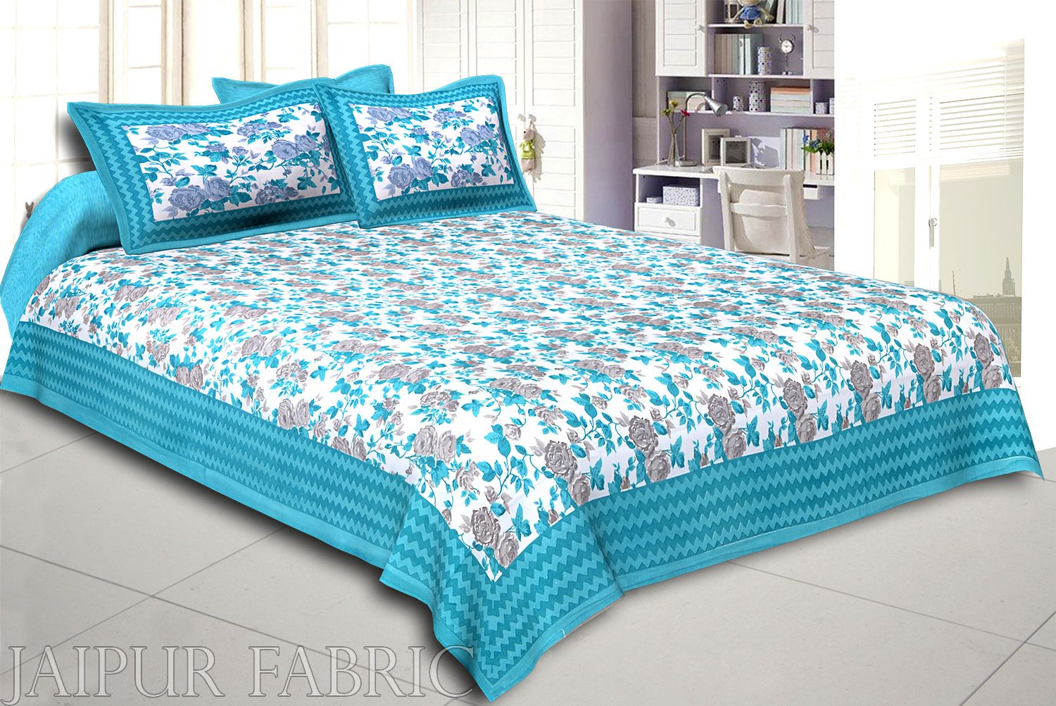 COMBO351 Beautiful Multicolor 2 Bedsheet + 4 Pillow Cover
